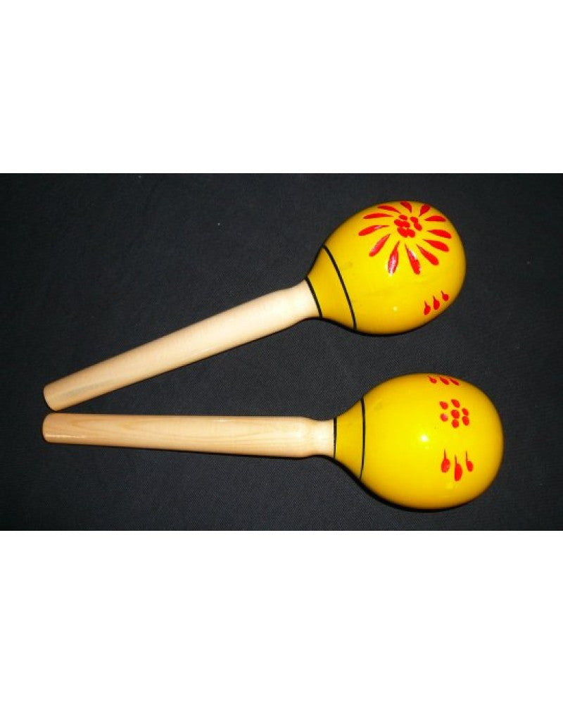 photo de Paire de maracas en bois décoré coloris jaune