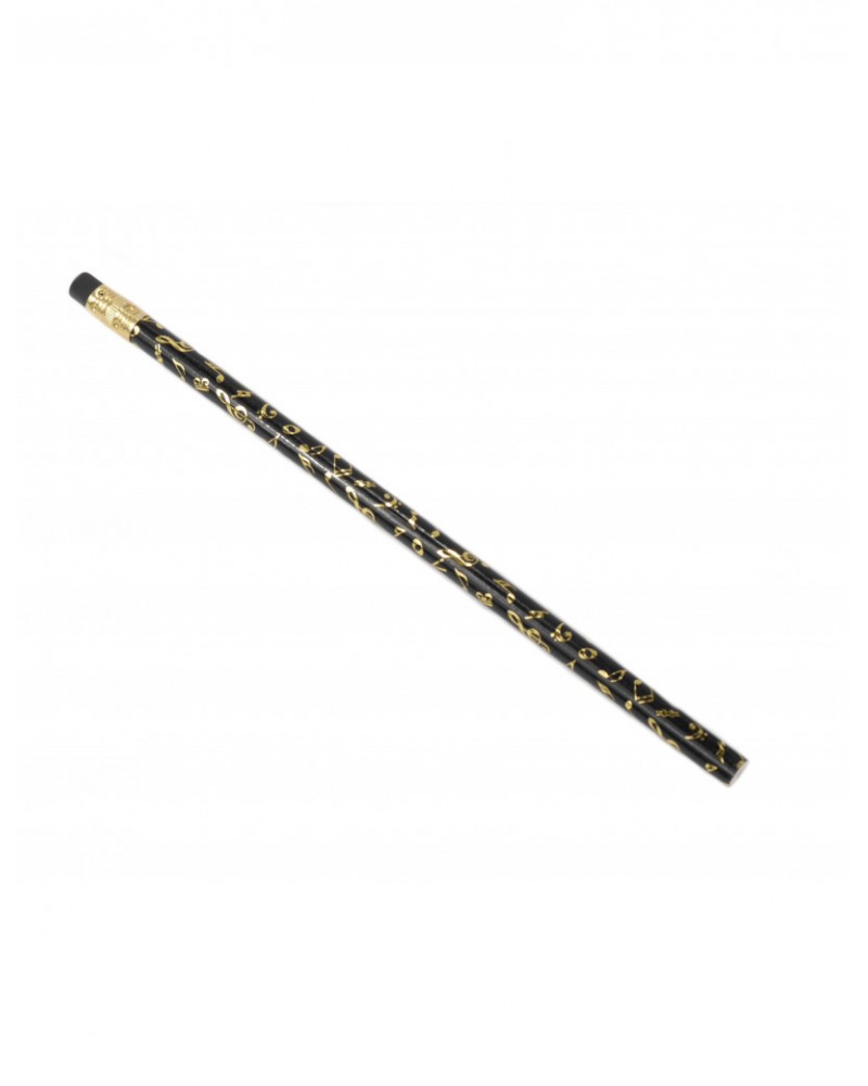 photo de Crayon de papier - Noir et Or - motif notes - avec gomme