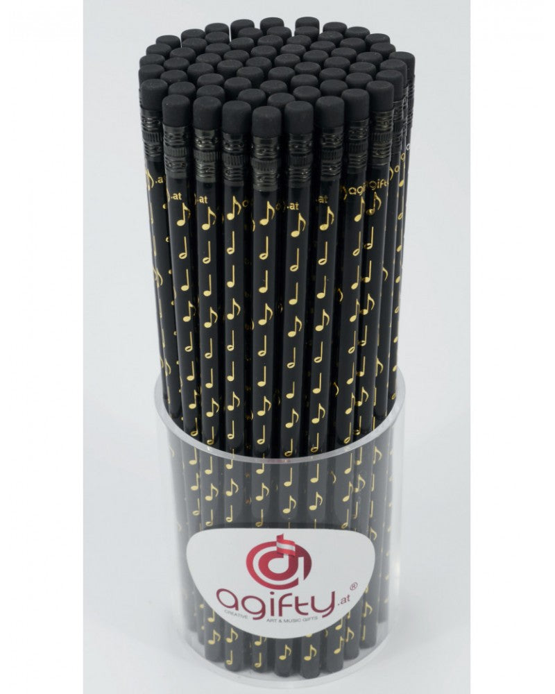 photo de Crayon de papier noir avec motifs note doré