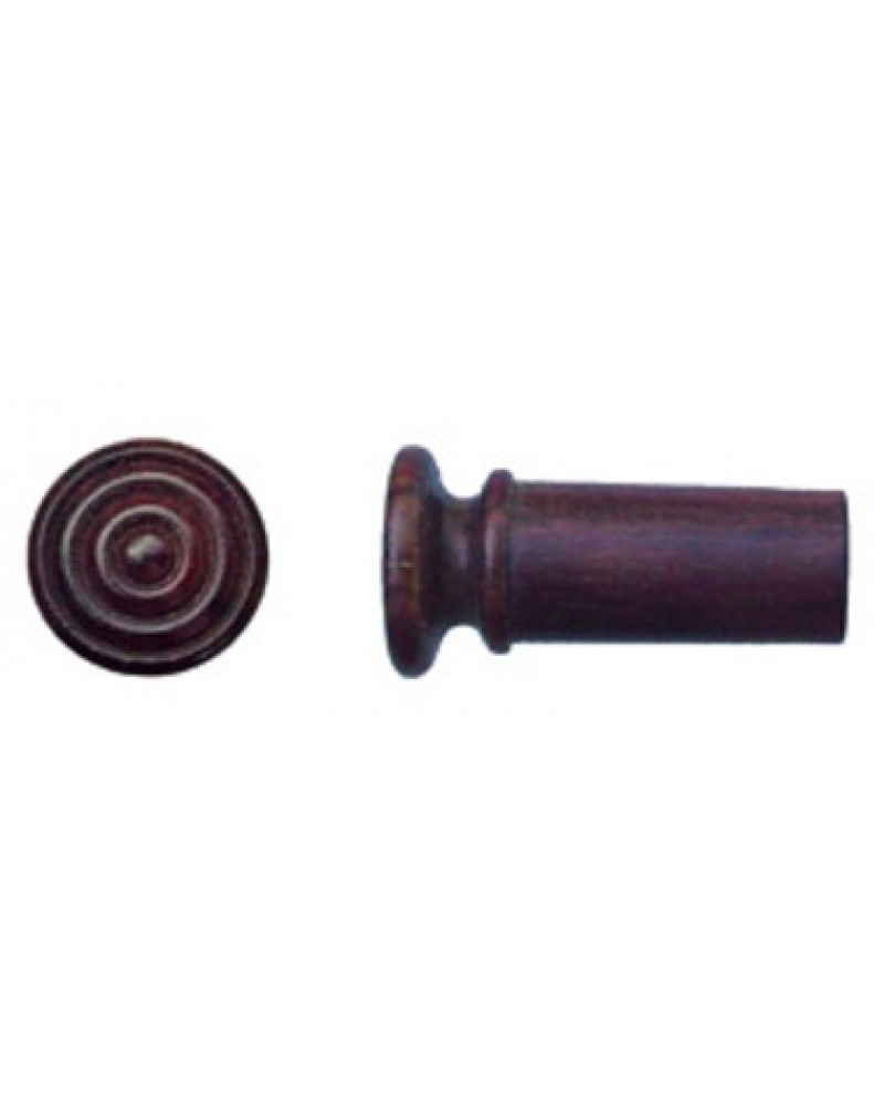 photo de Bouton attache cordier violon en palissandre, avec fines rainures, diam: 8.5mm