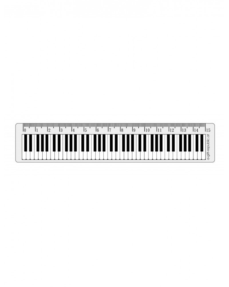 photo de Règle transparente de 15cm, motif clavier de piano en noir et blanc