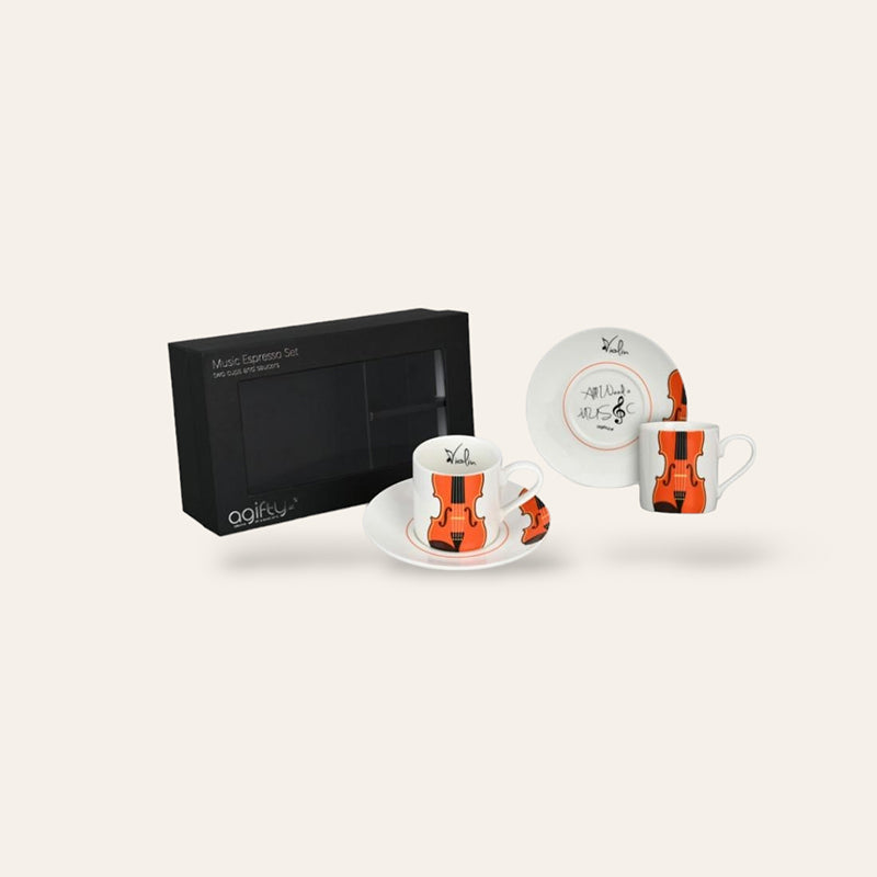 photo de Coffret de 2 tasses + soucoupe en porcelaine