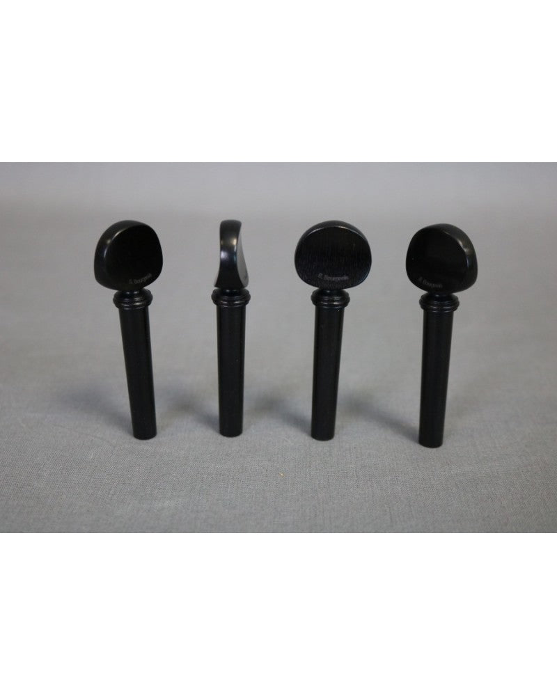 photo de Lot de 4 chevilles VIOLON S.Bourgeois en ébène, modèle Mirecourt concave, collerette en ébène, sans boule - Fabriqué au Japon