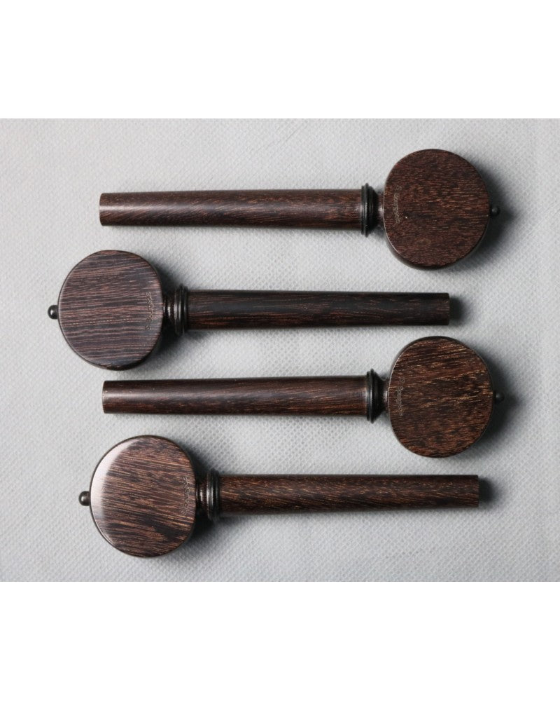photo de Lot de 4 chevilles VIOLONCELLE - S.BOURGEOIS - TINTUL - modèle Mirecourt - boule et collerette en ébène - Fabriqué au Japon