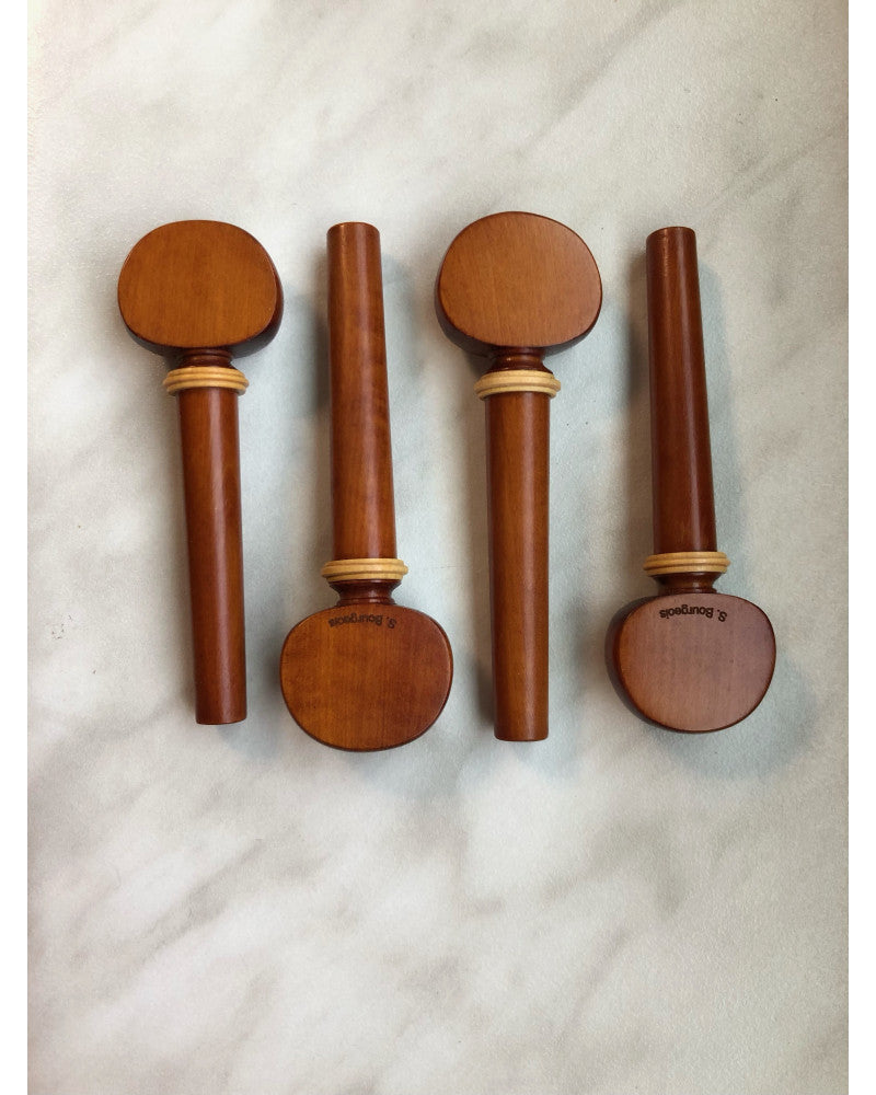photo de Lot de 4 chevilles VIOLON - S.BOURGEOIS - Buis - Modèle Mirecourt- Collerette en buis - Sans boule - Fabriqué au Japon
