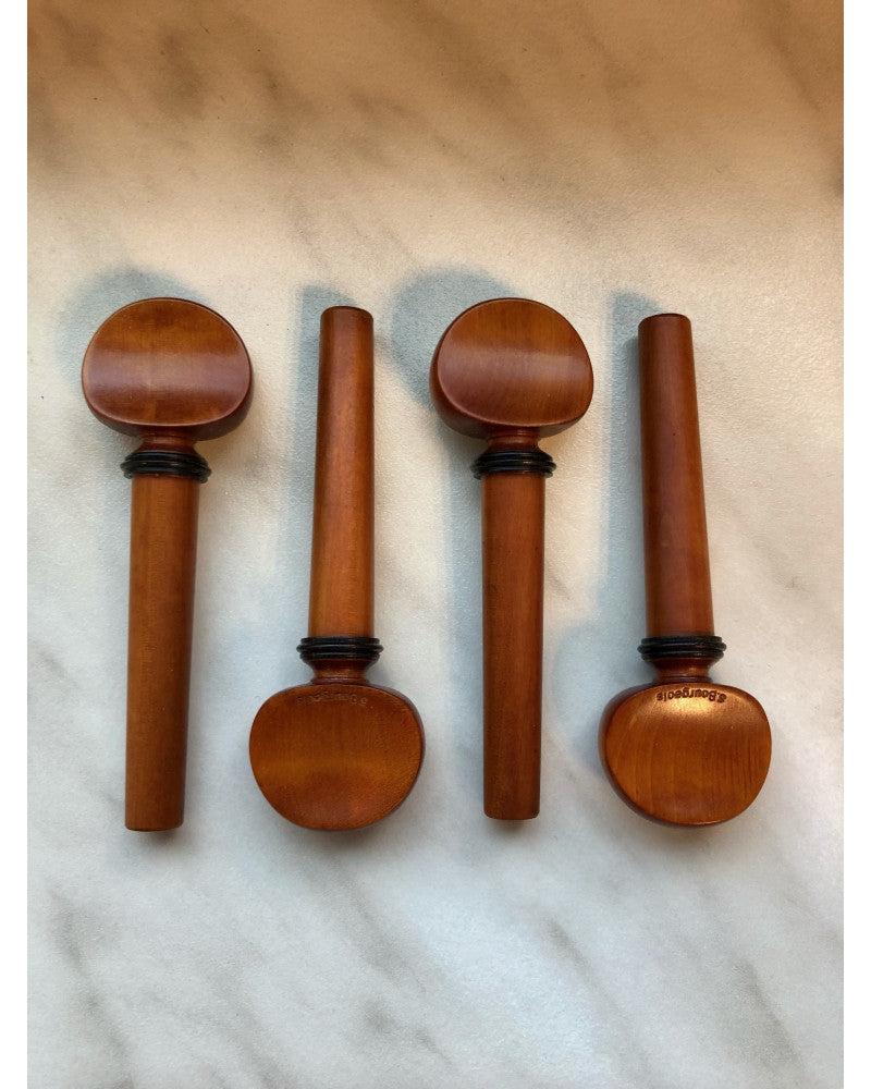 photo de Lot de 4 chevilles VIOLON - S.BOURGEOIS - Buis - Modèle Mirecourt - Concave - Collerette en ébène - Sans boule - Diam : 9.0 - Fabriqué au Japon