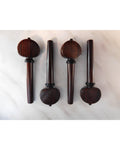 photo de Lot de 4 chevilles VIOLON - S.BOURGEOIS - Palissandre - Modèle Mirecourt - Convexe - Boule et collerette en ébène - Diam : 9.0 - Fabriqué au Japon