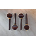 photo de Lot de 4 chevilles VIOLON - S.BOURGEOIS - Palissandre - Modèle Mirecourt concave - Boule et collerette en buis - Diam: 9.0 - Fabriqué au Japon
