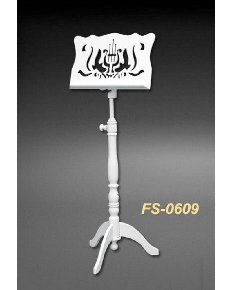 photo de Lutrin FUSEN blanc satiné - Tablette ajourée motif Lyre