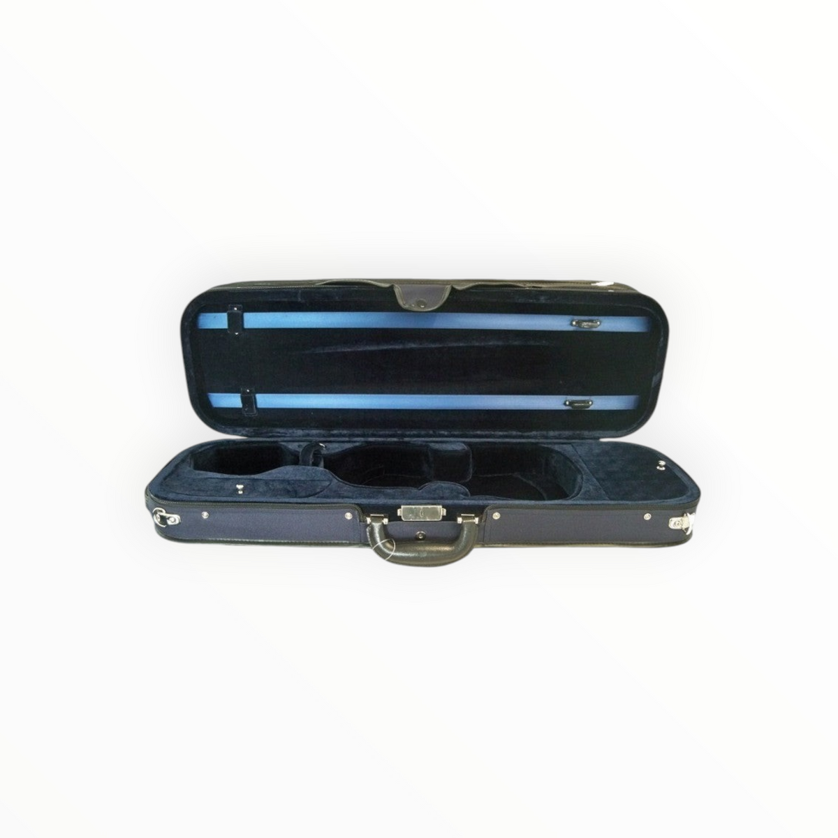Etui violon 4/4 Lutherie d'Art modèle conservatoire bleu avec intérieur en velours bicolore et fixations pour archets