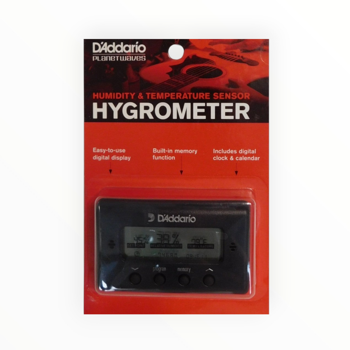 Hygromètre et thermomètre digital Lutherie d'Art PLANET WAVES pour le suivi de l'humidité des instruments de musique