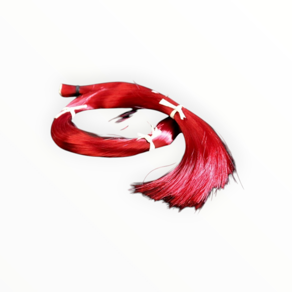 Botte de crin synthétique rouge CORUSS 250g pour archets, proposée par Lutherie d'Art pour une re-mèche durable.