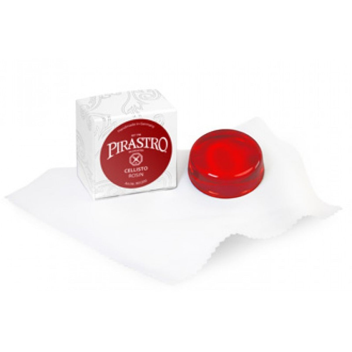 Colophane rouge pour violoncelle Pirastro Cellisto avec son emballage et chiffon de nettoyage Lutherie d'Art