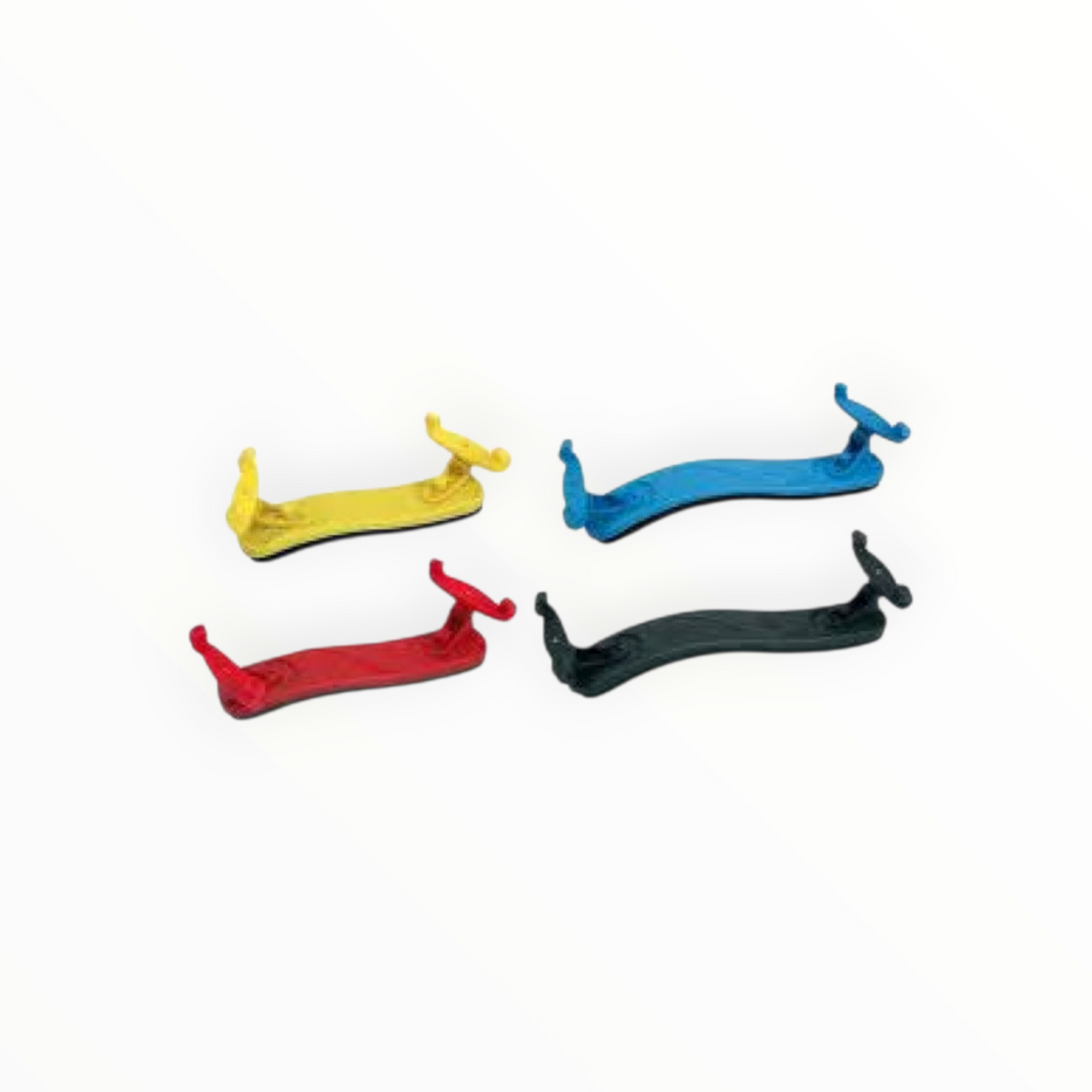 Coussin de violon Lutherie d'Art Viva La Musica ergonomique en forme de S, disponible en noir, rouge, bleu et jaune.