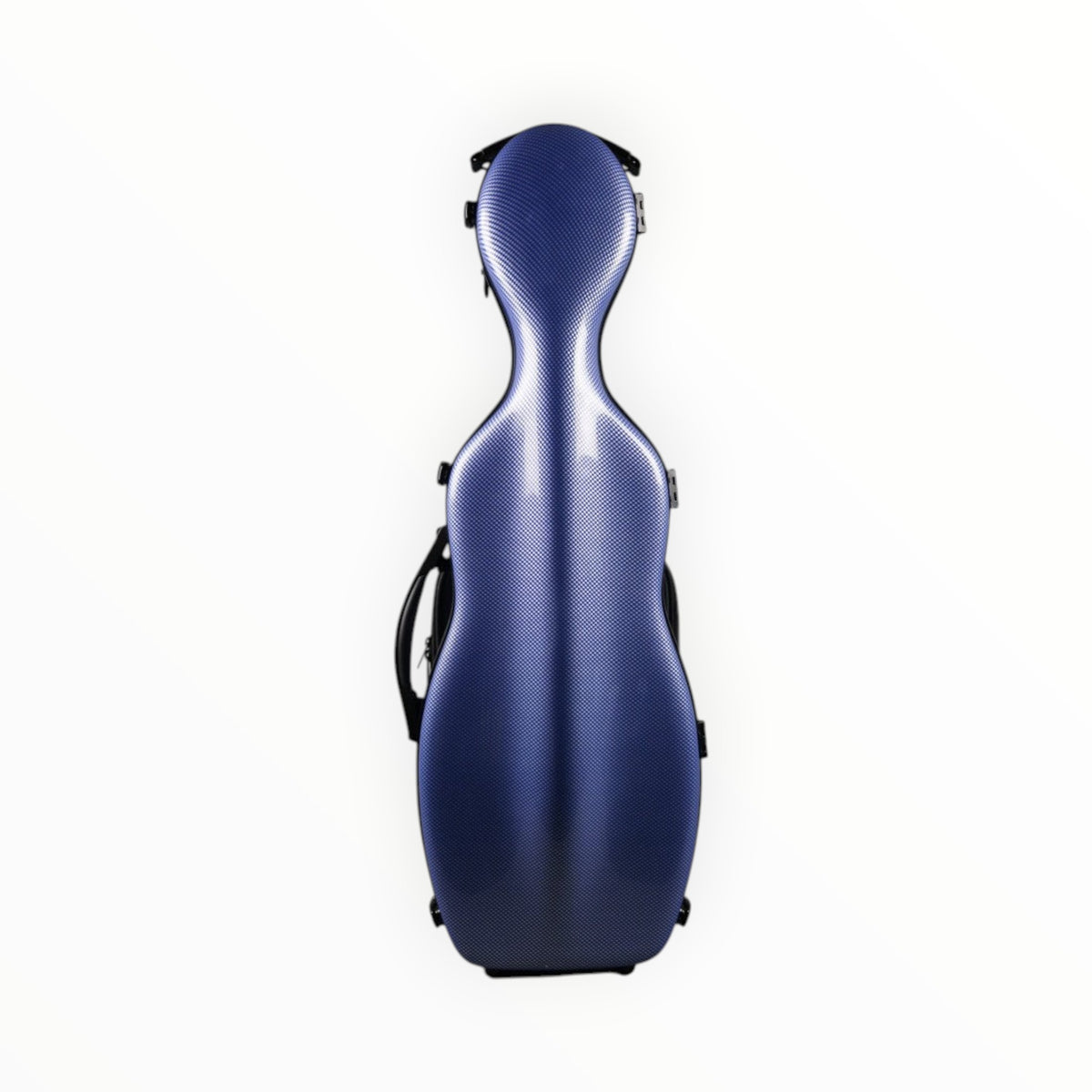Etui violon 4/4 Lutherie d'Art en polycarbonate bleu tramé forme petit violoncelle avec poignées et attaches