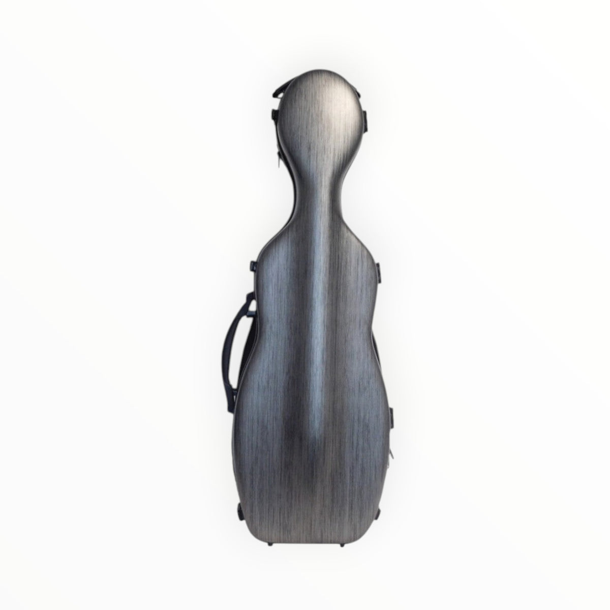 Etui violon 4/4 Lutherie d'Art en polycarbonate gris foncé effet aluminium brossé forme petit violoncelle