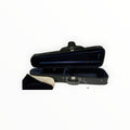 Etui violon 3/4 Lutherie d'Art forme trapèze noir et bleu avec intérieur en velours et poignée métallique