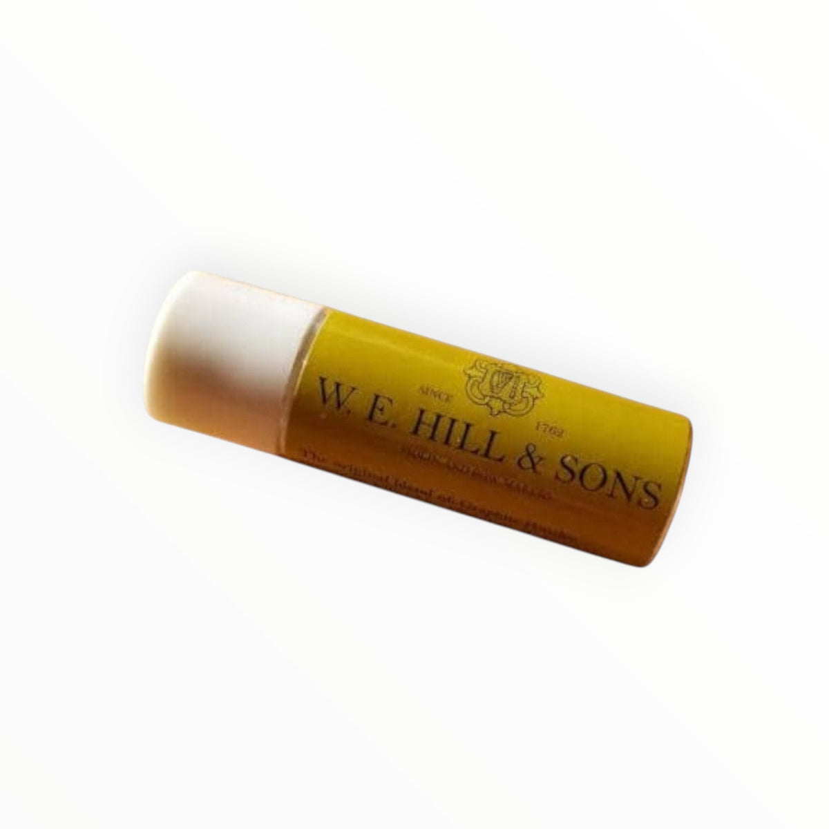Tube de pâte à cheville Hill Lutherie d'Art pour violon, format rouge à lèvres jaune avec inscription W.E. Hill & Sons