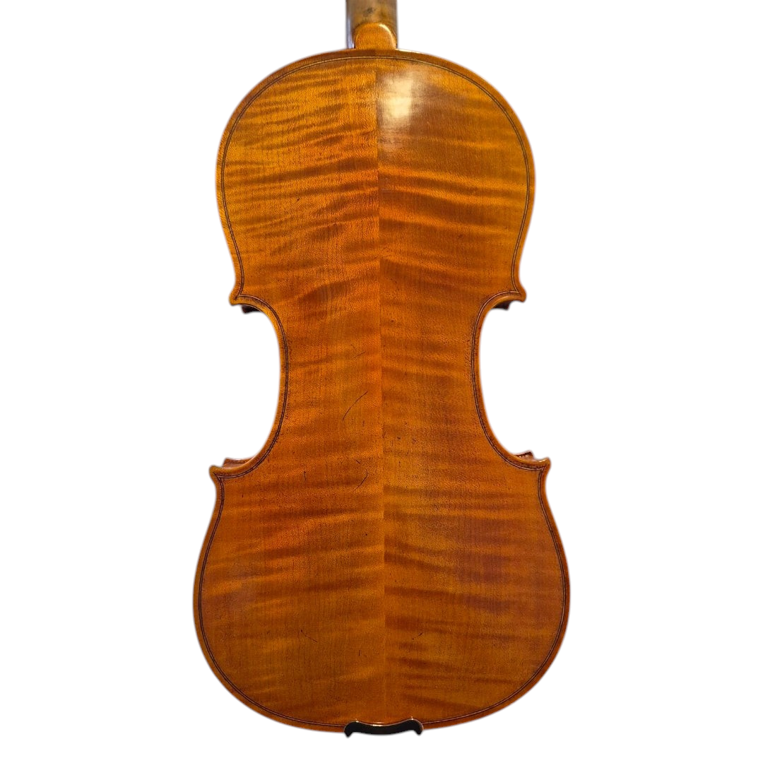 Dos du violon d'étude Lutherie d'Art Passion-Tradition 4/4 en bois verni avec un veinage flammé naturel