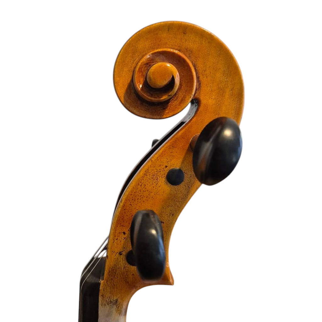 Volute et chevilles en bois verni du violon d'étude Passion-Tradition 4/4 Lutherie d'Art